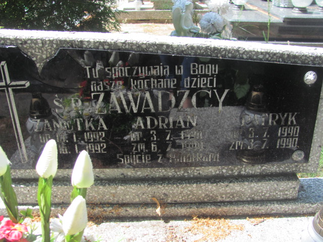Adrian Dominik Zawadzki 1990 Ostrzeszów - Grobonet - Wyszukiwarka osób pochowanych